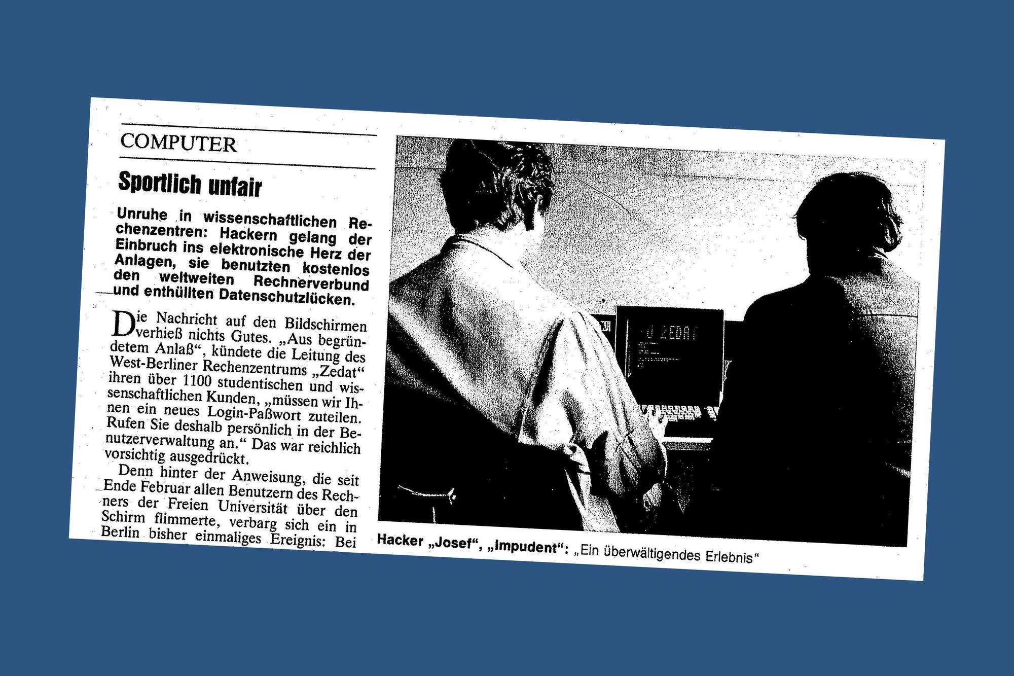 Ein in Berlin bisher einmaliges Ereignis: Bei der ZEDAT herrschte wochenlang Hacker-Notstand. An den Daten richteten die Hacker jedoch kaum Schaden an, sie wollten auf Kosten der Universität das Datenfernübertragungsnetz der Post, Datex-P, benutzen.