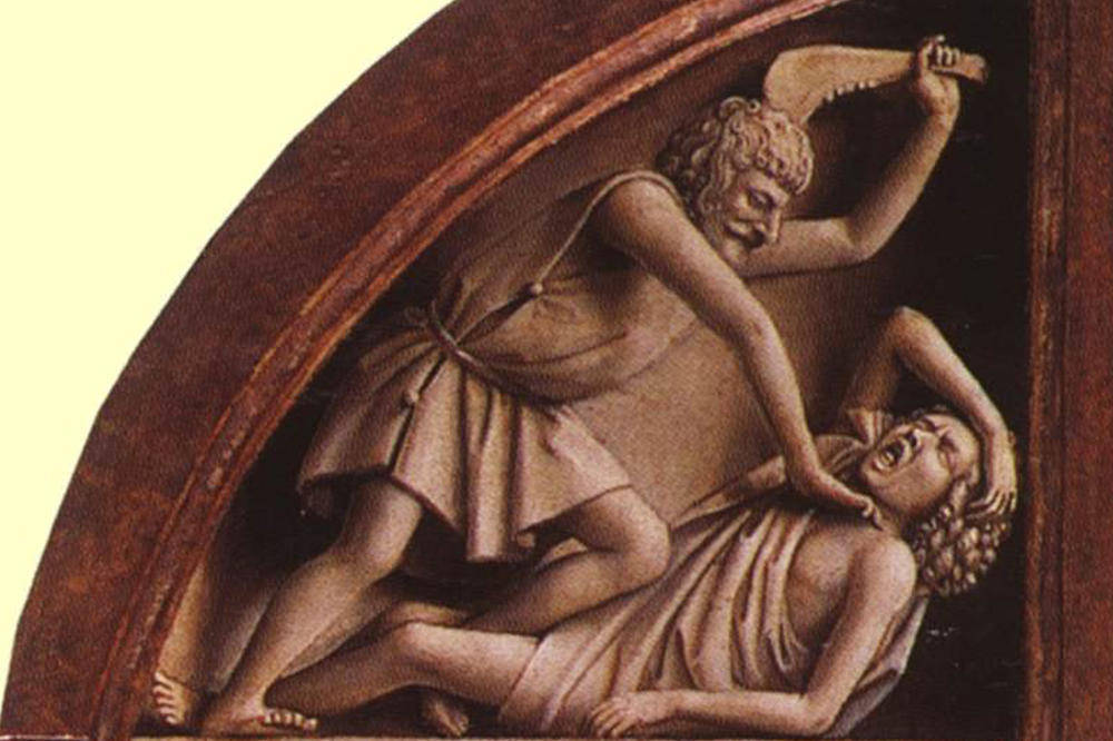 Kain erschlägt Abel: Die Bibelszene - ein Beispiel für Hass in der Literatur - ist ein Ausschnitt aus dem von dem flämischen Maler Jan van Eyck (1390-1441) geschaffenen Altar in der St.-Bavo-Kathedrale im belgischen Gent.