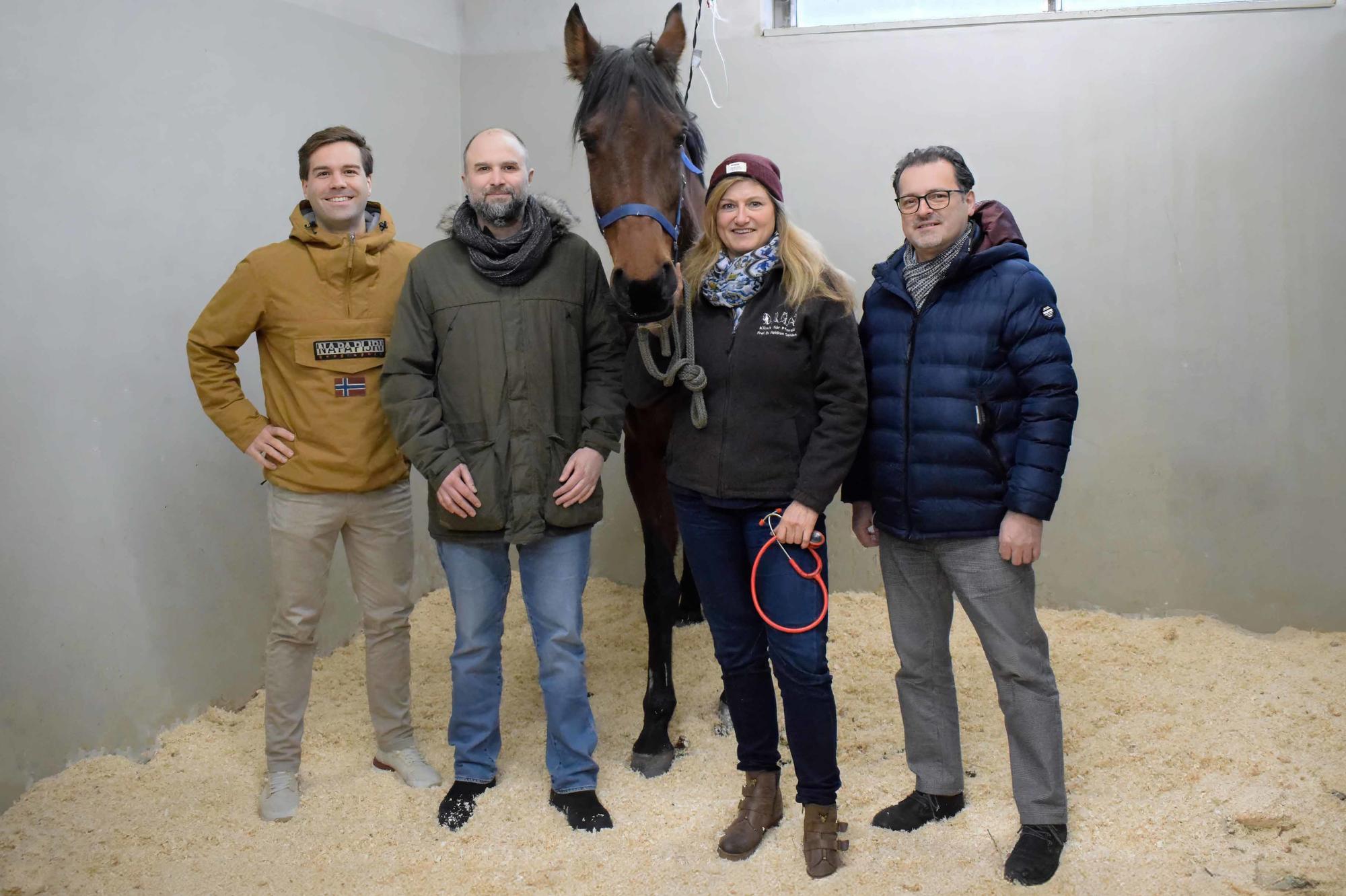 Forschen fürs Pferd (v.l.n.r.): Florian Bartenschlager, Lars Mundhenk, Heidrun Gehlen, Zoltán Konthur
