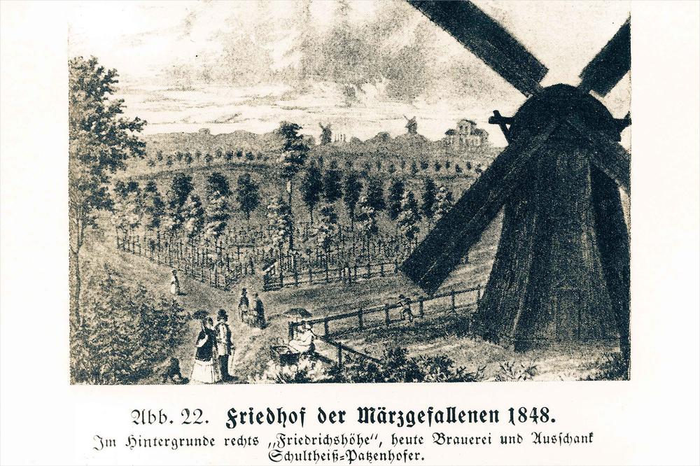 Beim Kampf für Freiheit und Demokratie starben mehr als 200 Menschen durch das brutale Vorgehen der königlichen Truppen. Sie wurden auf einem eigens angelegten Friedhof beigesetzt – dem „Friedhof der Märzgefallenen“.