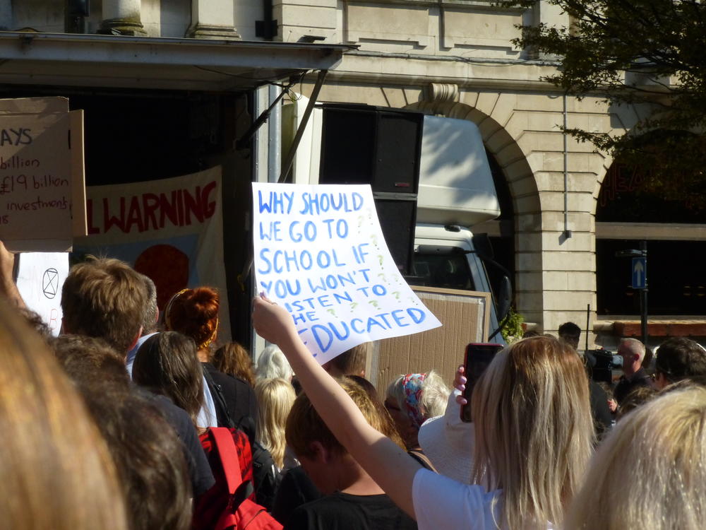 Birmingham does not have as many protests as Berlin, but people did take to the streets for the international Fridays for Future protest.