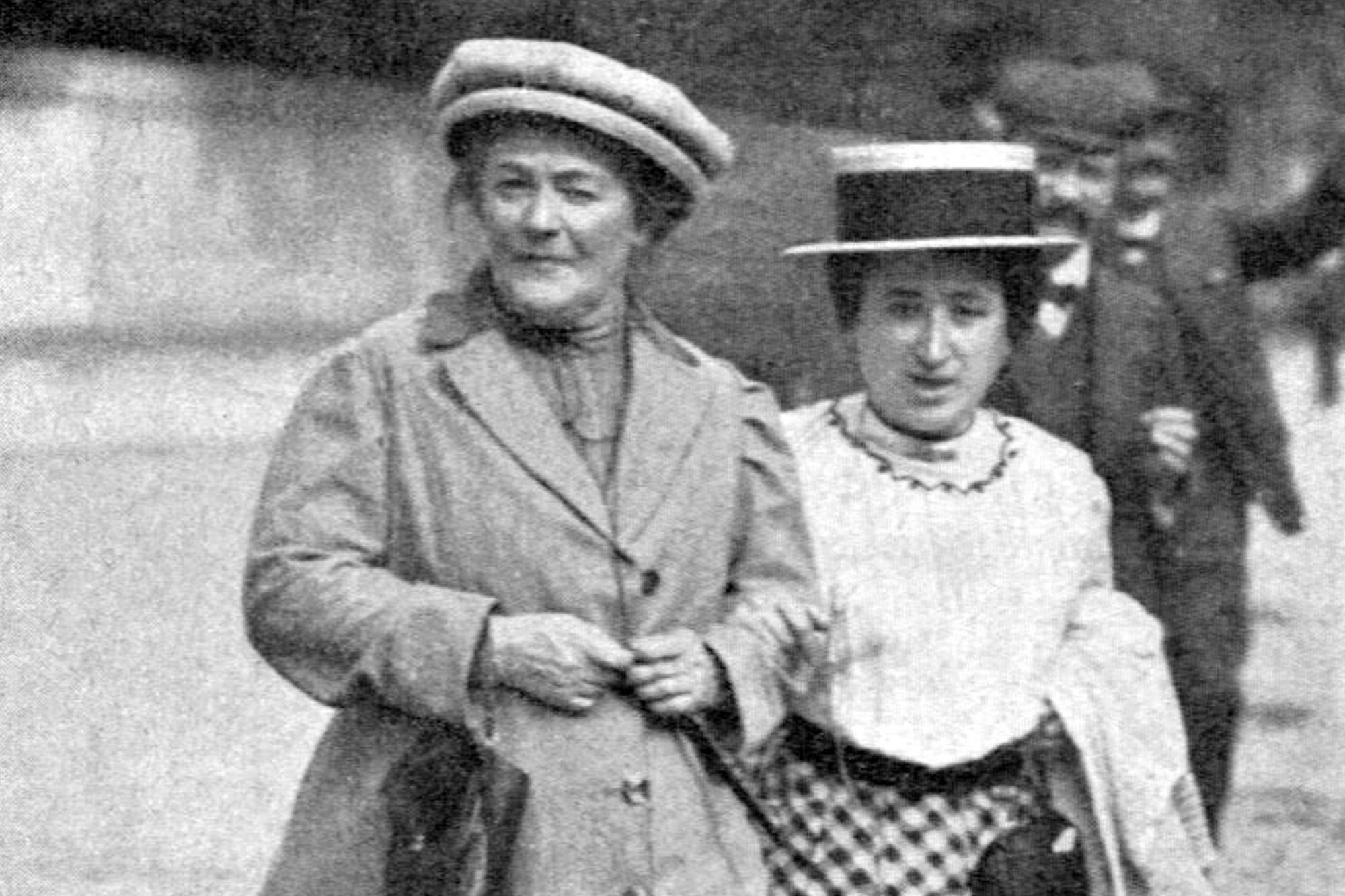 Side by side: Rosa Luxemburg (at right) in April 1915 with women's rights advocate Clara Zetkin (1857–1933). Zetkin organized the first International Women's Day in 1911. It has been celebrated on March 8 around the world for well over a century.