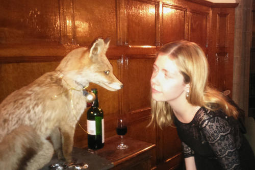 Smart like a fox? Helena Winterhager (here with the fox mascot at Hertford College) hopes that she has also progressed academically in England.