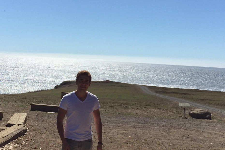 When an opportunity presents itself, Louis Potthoff enjoys soaking up some sun on a beach, like here during an excursion to Northern California.