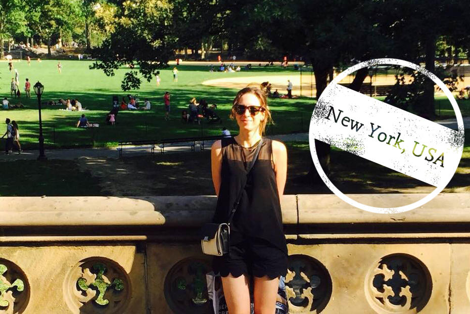 Summery weather in New York: Luise Müller in Central Park. Fall has arrived there by now, too.