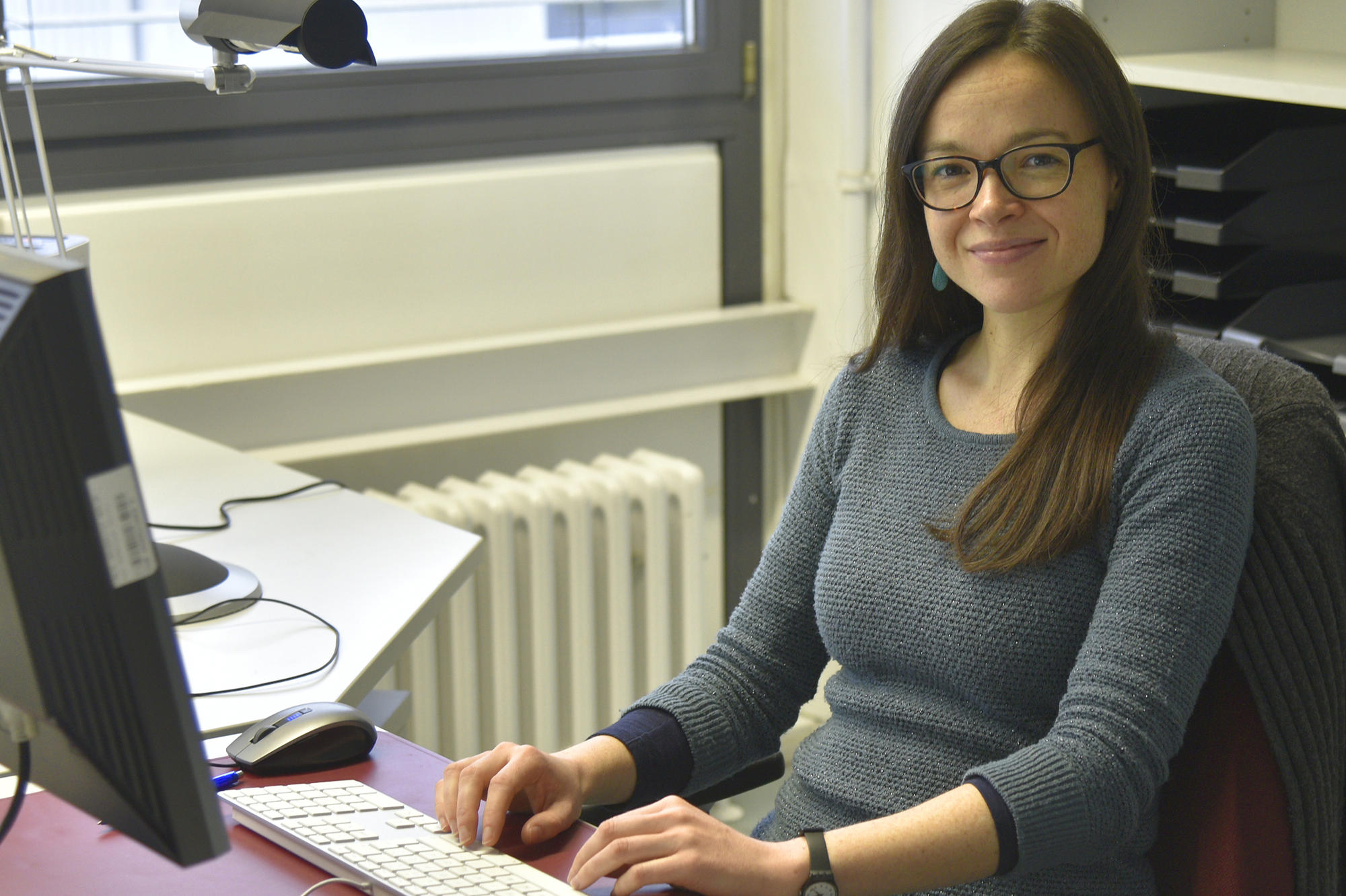 Hannah Malone in her office at the Art History Department at Freie Universität.