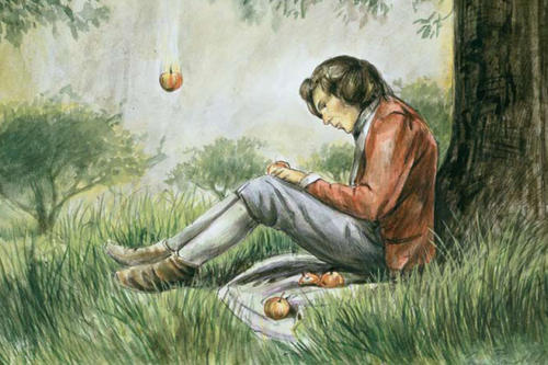 Angeblich soll Isaac Newton als junger Mann beim Beobachten von fallenden Äpfeln im Garten das Prinzip der Erdanziehung und allgemein der Gravitation erkannt haben.