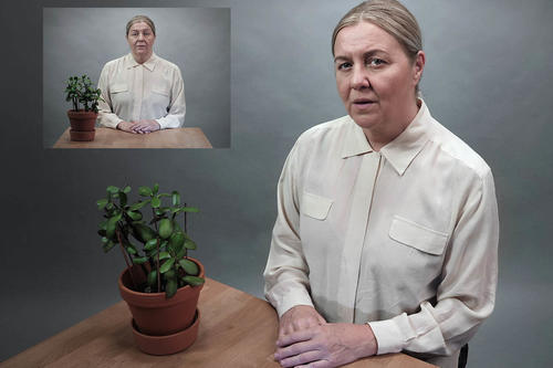 Die Schauspielerin Kate Pendry in Ulvestads Videoinstallation "Opening Salvo".