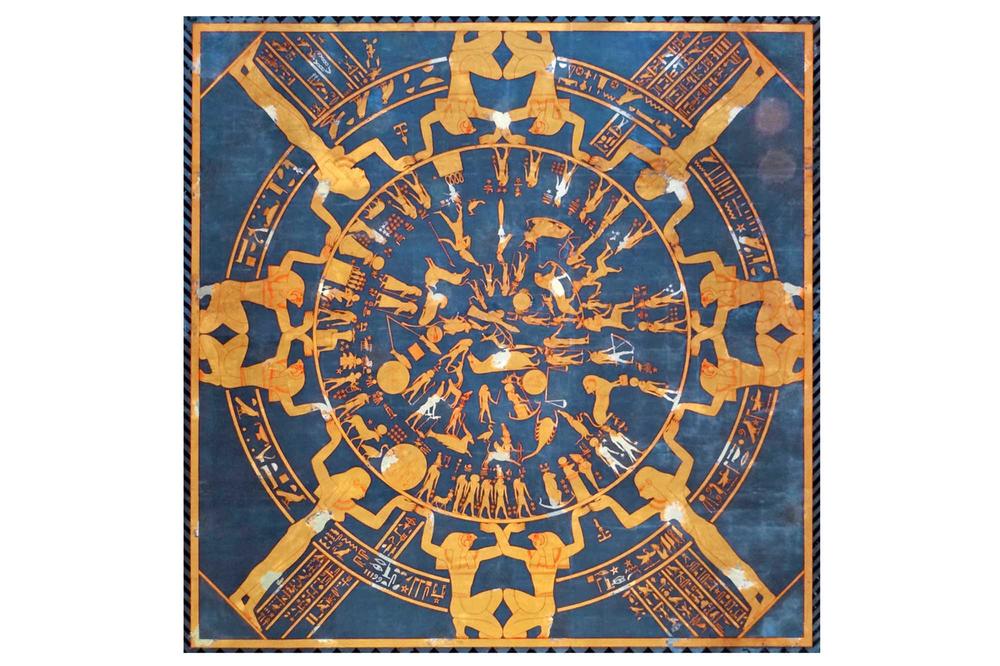 Das Original hängt im Louvre. Antiker Tierkreis aus der Stadt Dendera in Ägypten (1. Jahrhundert v. Chr.).