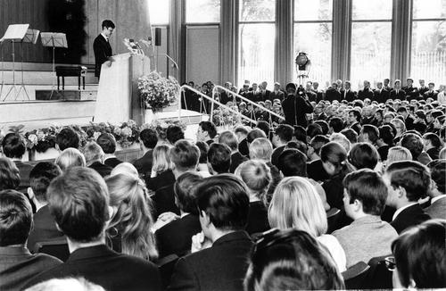 Memorial service for Benno Ohnesorg in the Audimax of Freie Universität