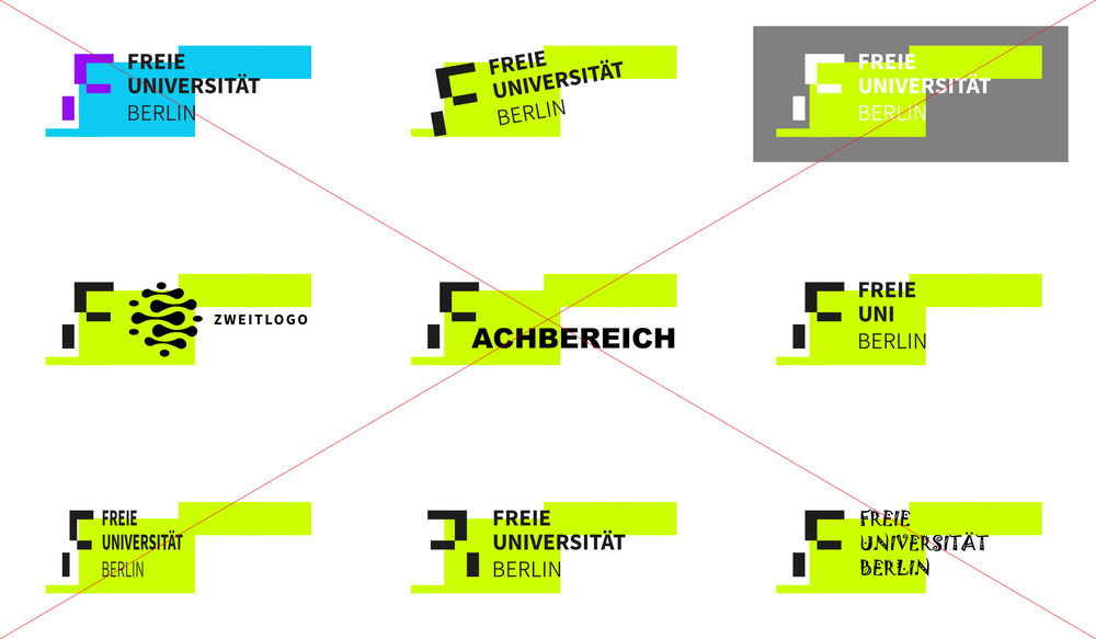 Beispiele unzulässiger Modifikationen des FU-logos