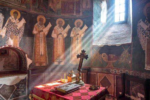 View of the altar, Church of the Holy Cross, 1487, Patrauti, Romania